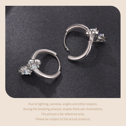 Elegant Moissanite Hoop Earrings for Women, Bow Shape 925 Sterling Silver D Color Round Cut Lab Diamond Earrings