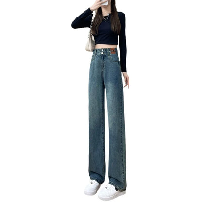 Calça Jeans Casual Lisa de Cintura Alta