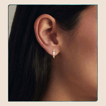 Moissanite Hoop Earring 18K Gold Oval Opal Huggie Earrings 925 Sterling Silver Jewelry for Women Hypoallergenic Gift