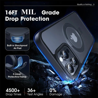 Magnetic Phone Case with Ring Stand for iPhone 17 16 15 Pro Max Case 14 Plus 13 12 11 Mobile Cases Matte Slim Back Cover
