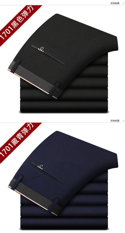 Classic Black Men's Office Dress Pants for Business Formal Fashionable Slim Fit Men's Suit Pants Casual Trousers Plus Size 28-40