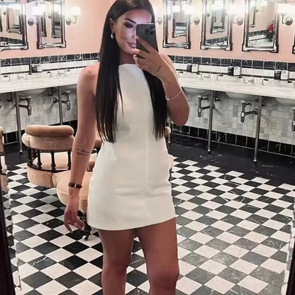 White Black Dress Women Off Shoulder Halter Short Dresses Summer Elegant Party Dresses Bodycon Red Blue Mini Dress