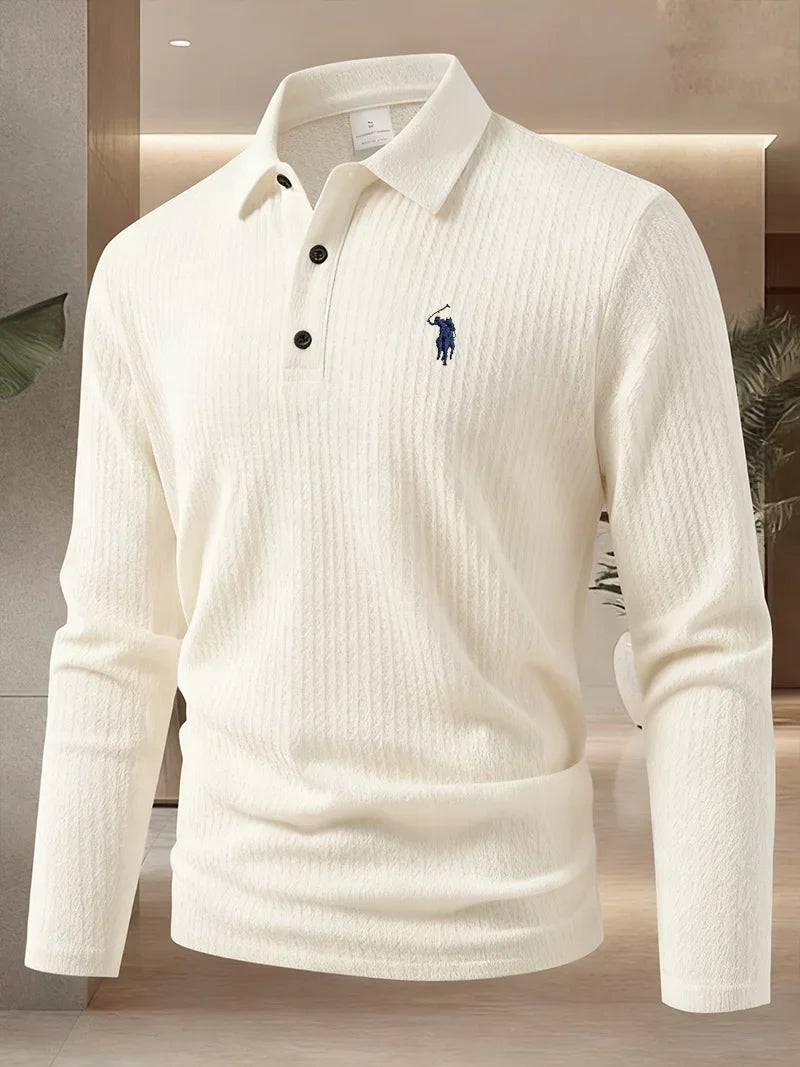 Men's polo shirt long sleeved high-end brand exquisite embroidery 2025 Spring and Autumn casual breathable fashion T-shirt top