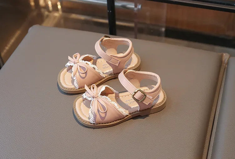 Girls Cute Lace Bow Princess Sandals New Little Kids Soft-soled Beach Summer Shoes Size 22-31