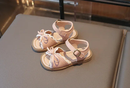 Girls Cute Lace Bow Princess Sandals New Little Kids Soft-soled Beach Summer Shoes Size 22-31
