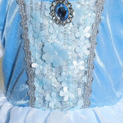 Cendrillon Inpired Princess Ball Gown Costume Play Purim Festival Dress Fairy Tale The Glass Slipper Role Play Apparel 3-10Yrs
