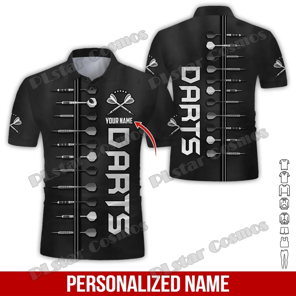 PLstar Cosmos Darts Team Custom Name 3D All Over Printed Premium Men's Polo Shirt Summer Street Casual Short sleeve shirt WK62