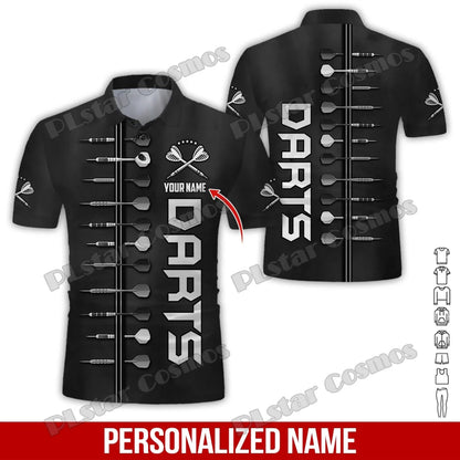 PLstar Cosmos Darts Team Custom Name 3D All Over Printed Premium Men's Polo Shirt Summer Street Casual Short sleeve shirt WK62
