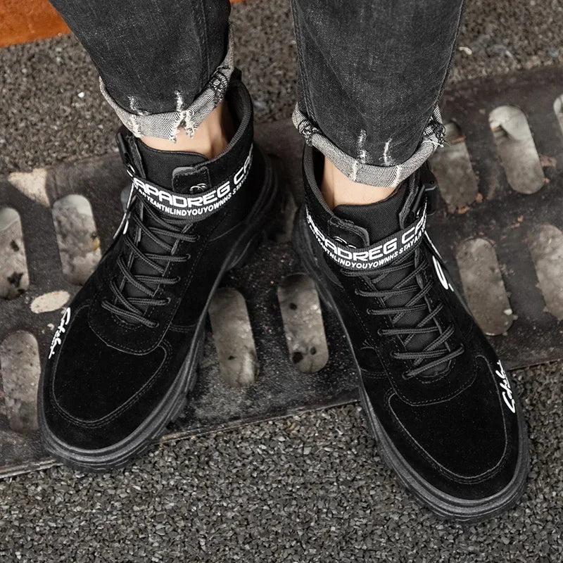 Cloth Men Boots High Top Ankle Boots British Style Men Casual Shoes Outdoor Breathable Walking Sneakers Comfortable Work Boots