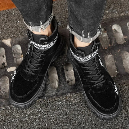 Cloth Men Boots High Top Ankle Boots British Style Men Casual Shoes Outdoor Breathable Walking Sneakers Comfortable Work Boots