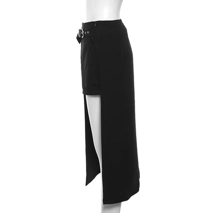 Gothic Skirts Goth Dark Techwear Patchwork Sexy Mini Women Grunge Irregular Hem High Waist Cargo Skirt Hip Hop Black Summer 2023