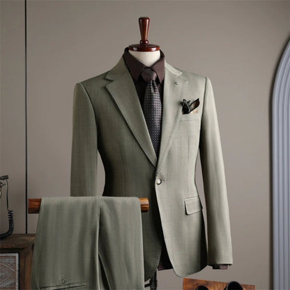 Classic Elegant Plaid Men's Suits Business Party Tuxedo,Notched Lapel Suit Set 2 Pieces Blazer Pants For Formal Occasions