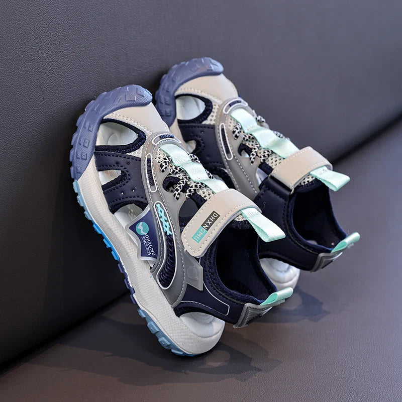 Kids Closed-Toe Sport Sandals, Breathable Mesh Non-Slip Summer Shoes for Boys, Lightweight Casual Beach Hiking Sandals Children