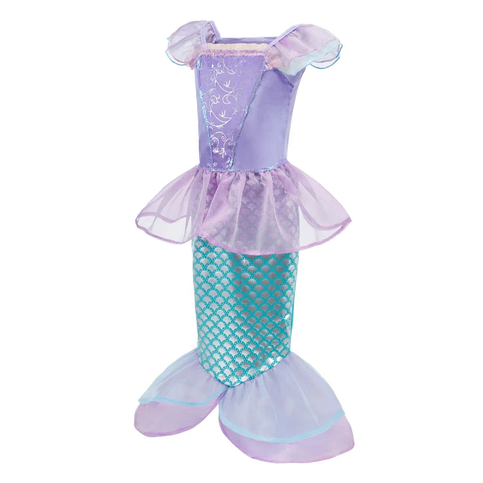 Vestido de Criança Branca de Neve Cinderela Aurora Anna Elsa Fantasia Menina Cosplay Vestido Infantil Encanto Mirabel Pequena Sereia Roupas de Halloween