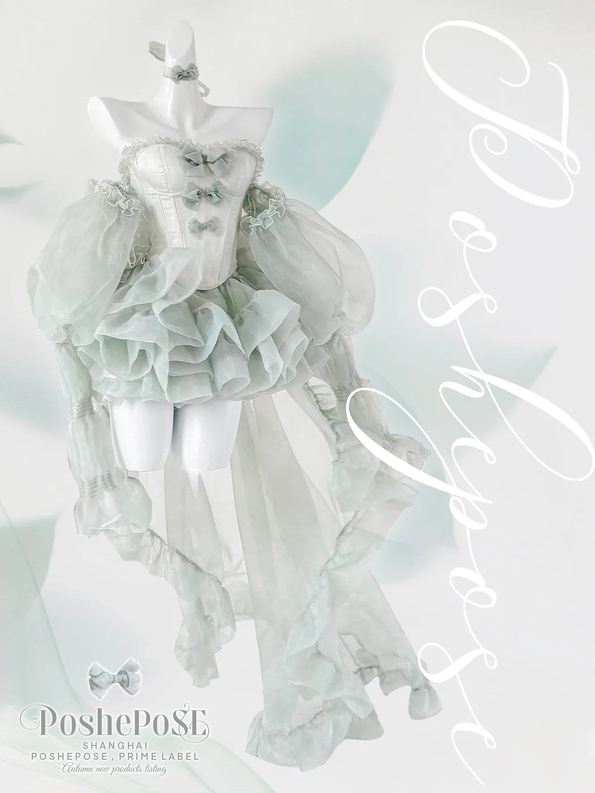 High Street Women's Mint Green Strapless Bowknot Sweet Fairy Organza Dress 2024 New Elegant Big Bow Trailing Party Wedding Dress