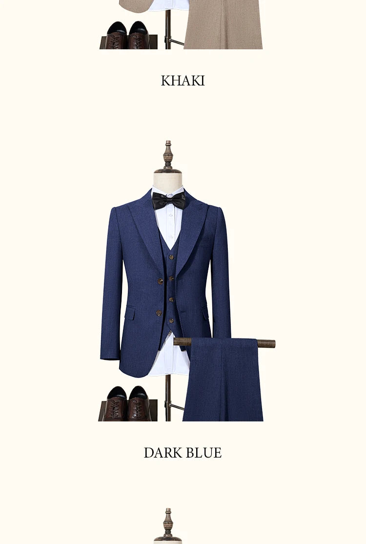Novo terno masculino de 2 botões, design moderno azul, blazer de escritório, traje masculino de luxo, acabamento com miçangas na borda