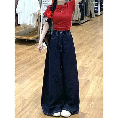 Vintage High-Waisted Wide-Leg Jeans Skirt Style For Women