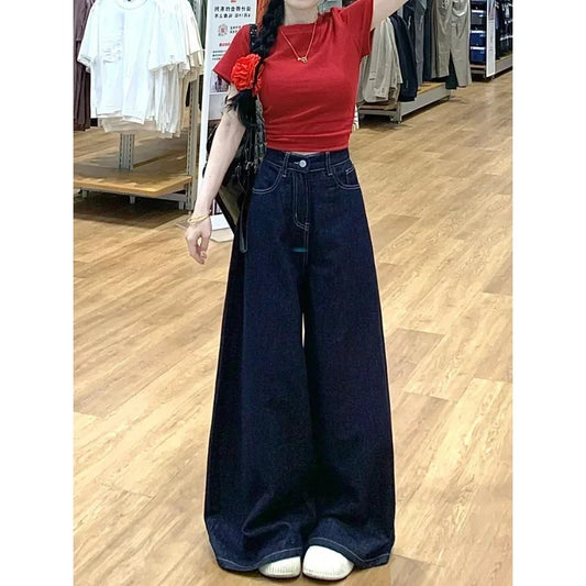 Vintage High-Waisted Wide-Leg Jeans Skirt Style For Women