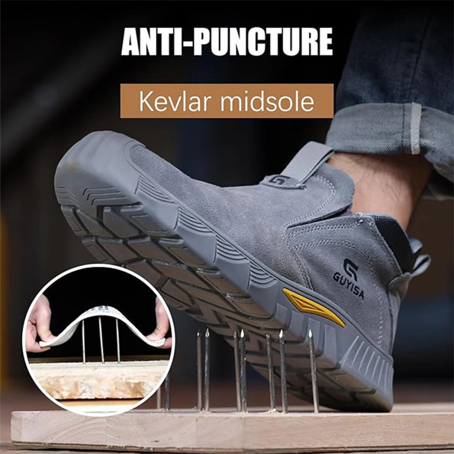 Anti-Puncture Steel Toe Men's Safety Shoes Lightweight Safety Shoes For Men Fashion Sneaker Outdoor Protective Work Shoes