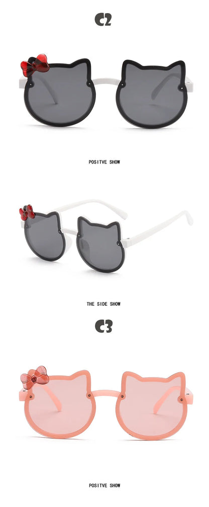 Kids Sunglasses Girls Boys Shiny Bowknot Sun Glasses Lovely Cat Children Eyewear Fashion Gradient Eyeglasses UV400