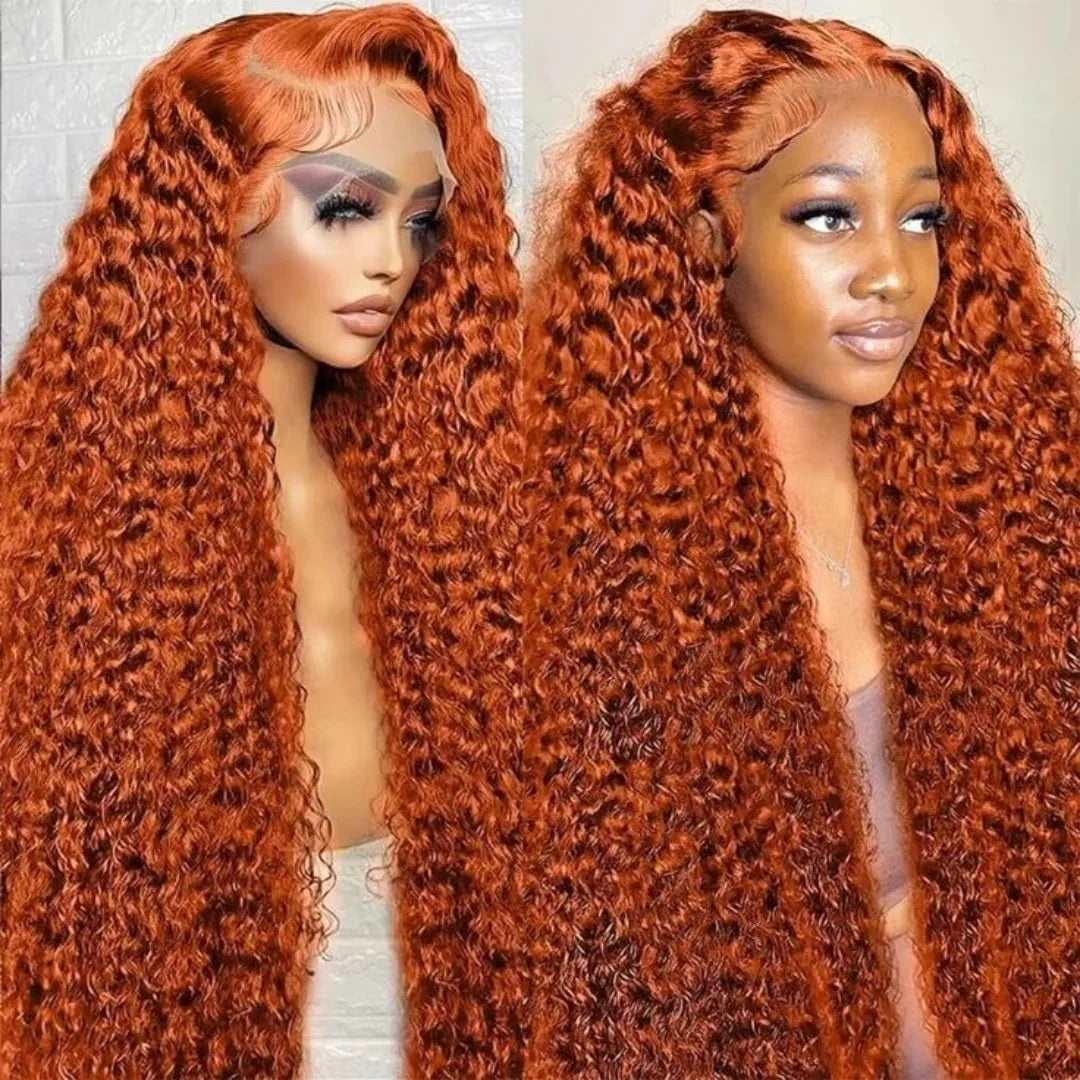 13x4 250% Density Ginger Deep Wave Lace Front Wigs Human Hair 30 Inch Wigs Human Hair HD Lace Front Wigs Human Hair Black Women