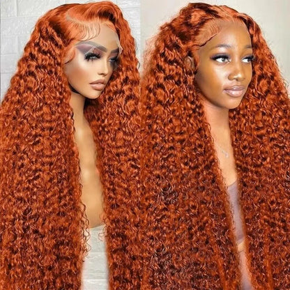 13x4 250% Density Ginger Deep Wave Lace Front Wigs Human Hair 30 Inch Wigs Human Hair HD Lace Front Wigs Human Hair Black Women
