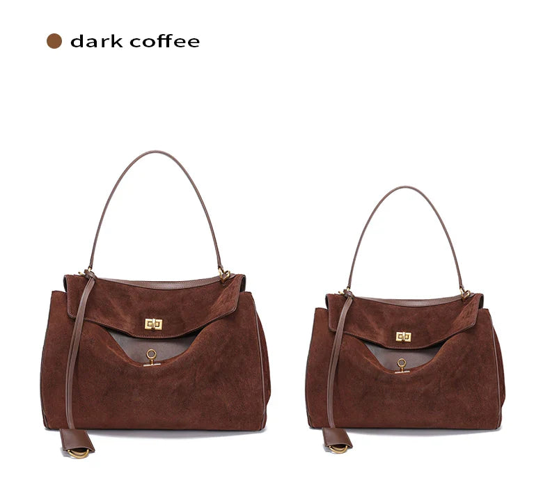 2025 Autumn Winter Women's Suede genuine leather Bag Shoulder Handbag Large Capacity Single Tote Bag Handbag Luxury Designer Bag