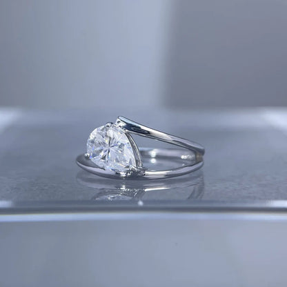 D Color VVS1 6*8mm Pear Cut Moissanite Rings for Women Sparkling Wedding Proposal Birthday Gift 100% S925 Sterling Silver