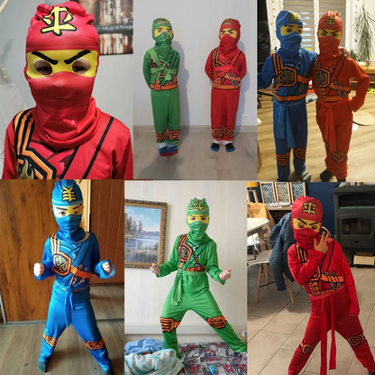 Kids Leg Ninja Cosplay Superhero Jumpsuit Kids Anime Ninja Costume Fancy Party Dress Carnival Halloween Costume with Toy Fork