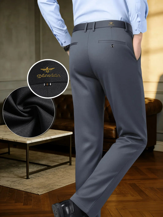 Men's Business Casual Suit Pants Stretch Straight Leg Black Lightweight Breathable Formal Office Work Trousers All Seasons