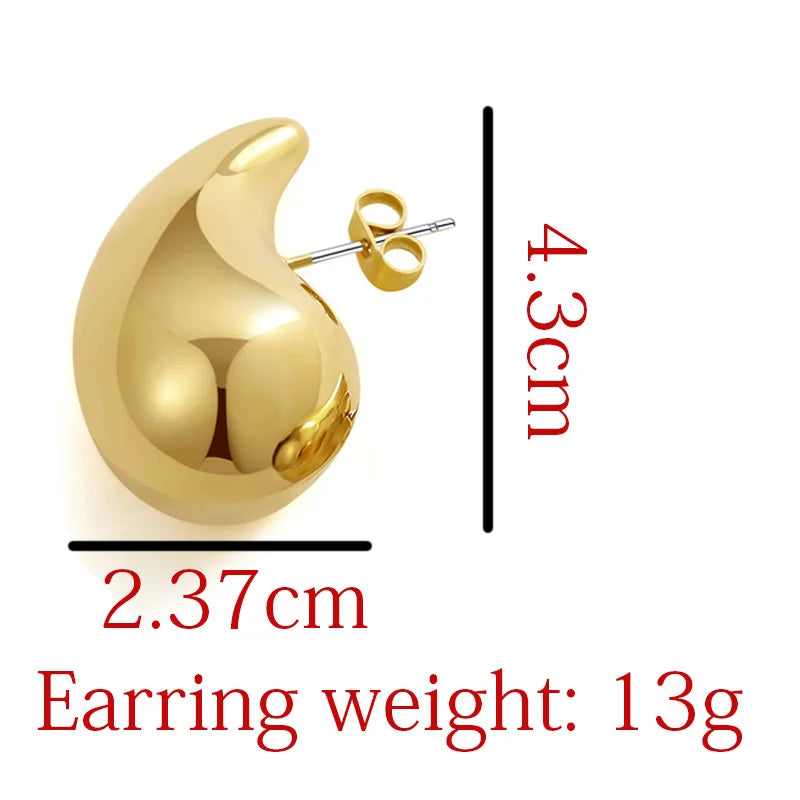 5CM Stainless Steel Water Drop Earring for Women Chunky Hollow Smooth Exaggerated Thick Large Jewelry 2023 New Design