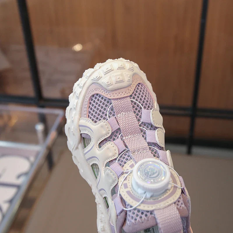 Children's Sports Sandals 3-18 Years Old Blue Hollow Breathable Boys Girls Casual Shoes Light Purple Soft Non-slip Kids Sneakers