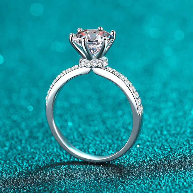2ct D VVS1 Color Moissanite Engagement Ring For Women 925 Sterling Silver with Gold Plated Rings Wedding Jewelry Bands