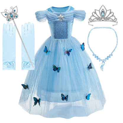 Vestido de Cinderela para Meninas, Roupa de Verão Infantil, Natal, Fantasia, Aniversário Infantil, Cosplay com Babados, Fantasia de Princesa para Performance