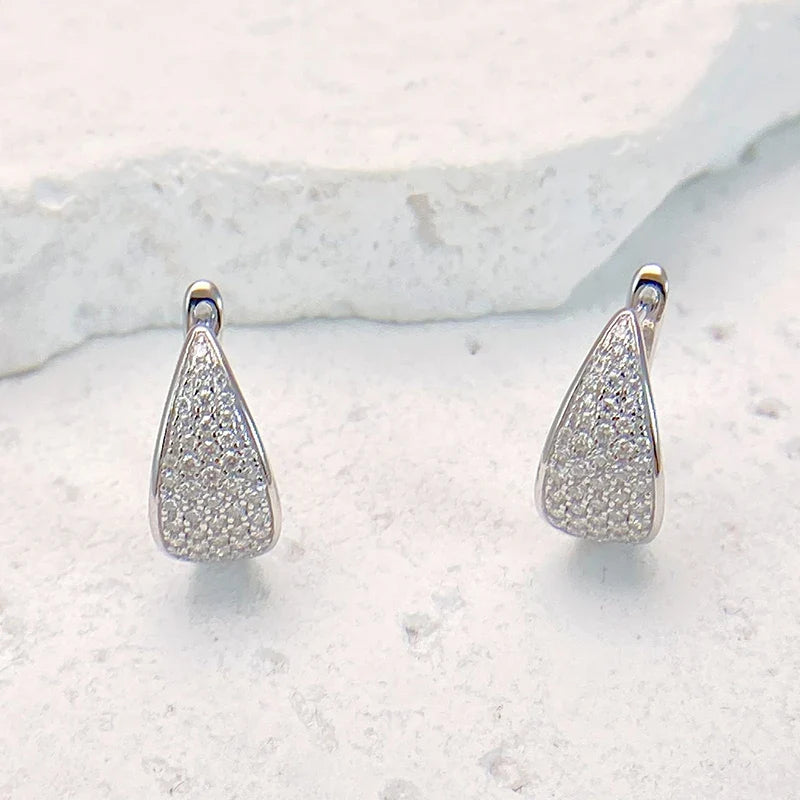 Full D Color Moissanite Earrings 925 Sterling Silver for Women Lab Diamond Plated White Gold Earrings Wedding Jewelry