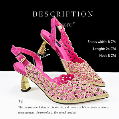 Fashion Design Heart Shape Three-Dimensional Hard Bag and Sexy Stiletto Shoes Shiny Rhinestones