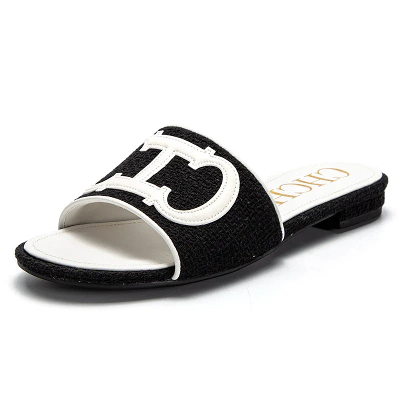 Women's Slippers New Fabric Fashion Flat Sandals Business Banquet Women's Shoes