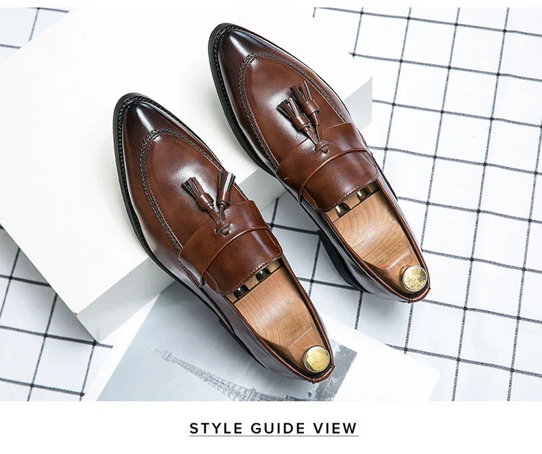 Classic Casual Leather Shoes For Men High Quality Social Office Shoes Men Slip On Loafers Flat Casual Business Leather Shoes Men