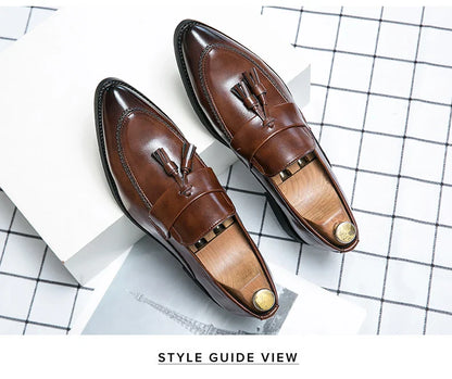 Classic Casual Leather Shoes For Men High Quality Social Office Shoes Men Slip On Loafers Flat Casual Business Leather Shoes Men