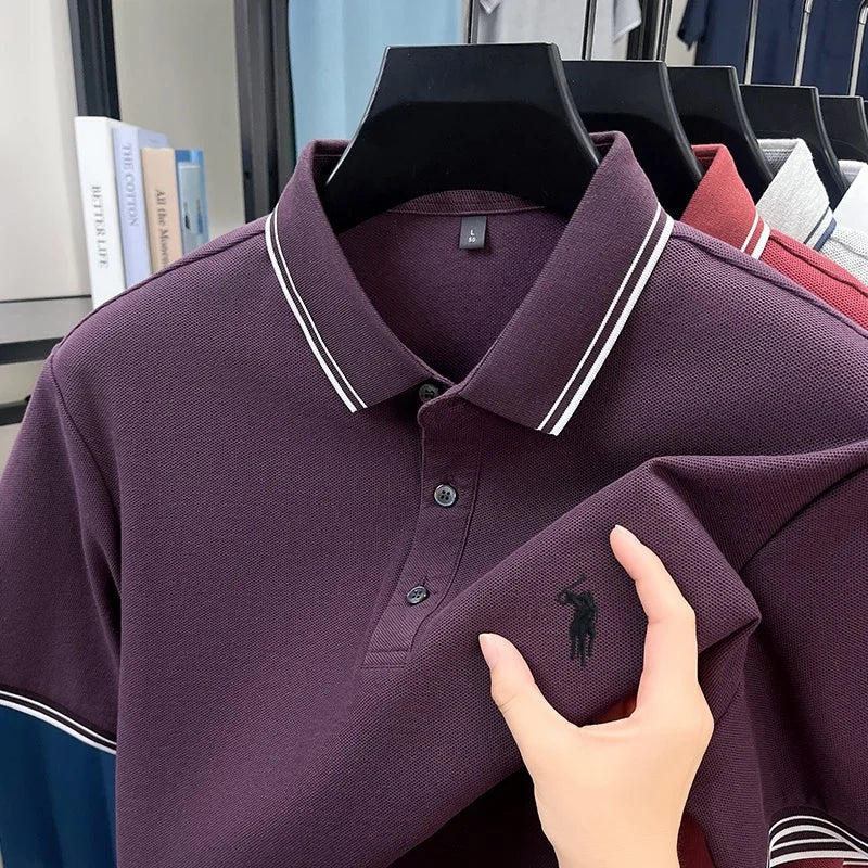 Fashion brand 100% cotton summer new item men's original pony embroidered polo shirt comfortable and breathable short sleeve top