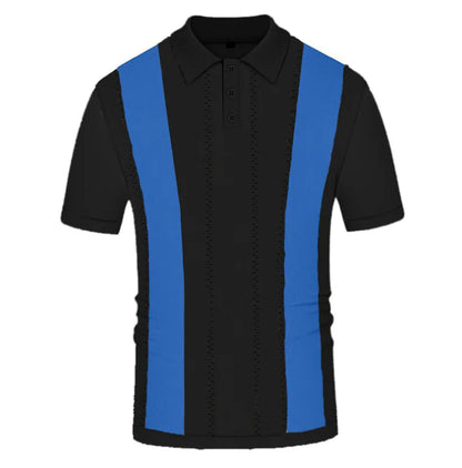 Summer Clothing Men's Casual Knitted Patchwork Short Sleeve Polo Shirt Lapel Button Breathable T Shirt Fashion Luxury M-3XL