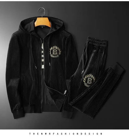 Hoodies For Men Autumn and Winter high quality Gold Velvet Thickened suit plus size Sports suit Two-piece Set pant sets