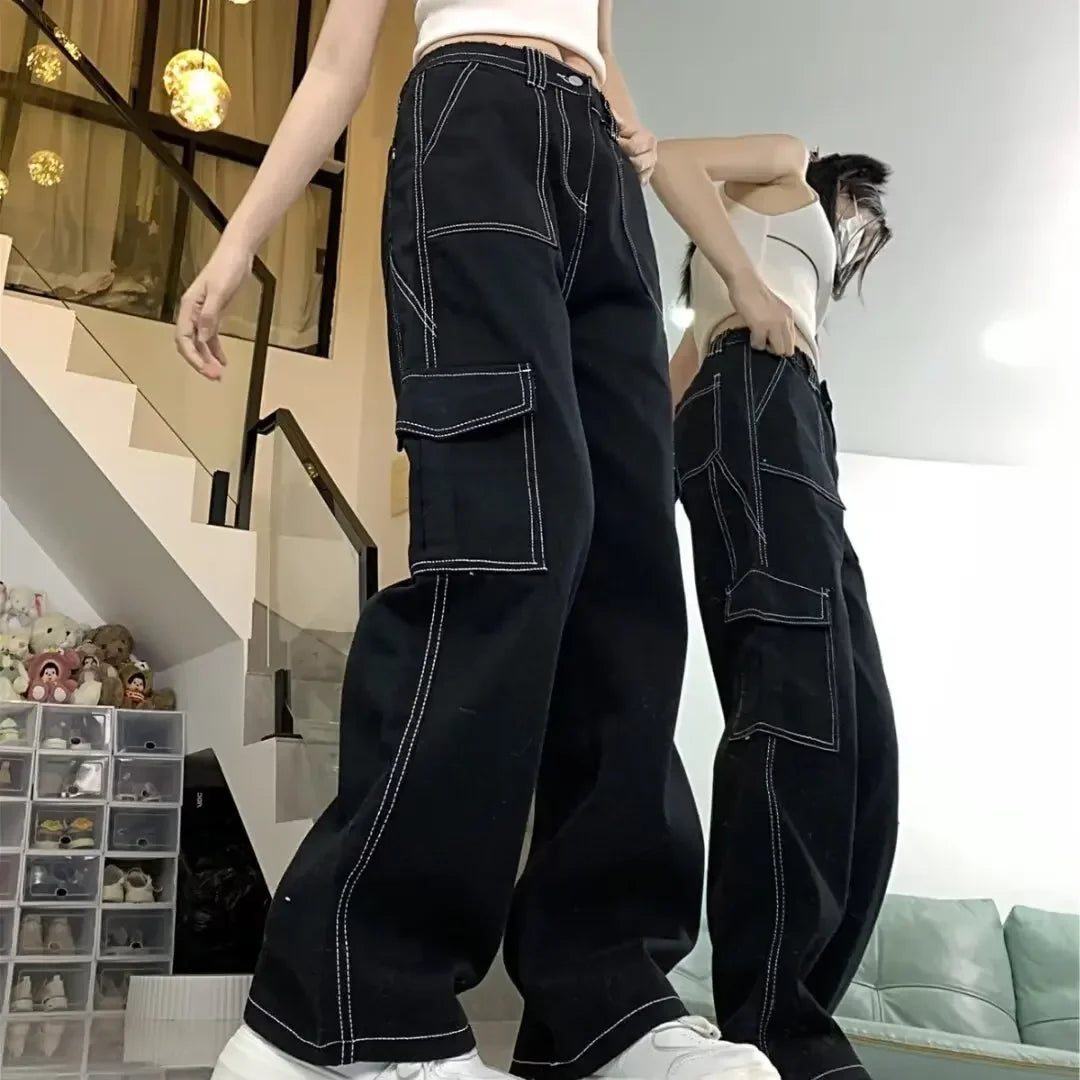Women's Straight-leg Loose-fit Spring Wide-leg Cargo Pants