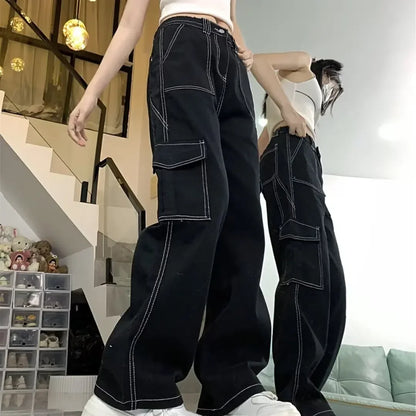 Women's Straight-leg Loose-fit Spring Wide-leg Cargo Pants