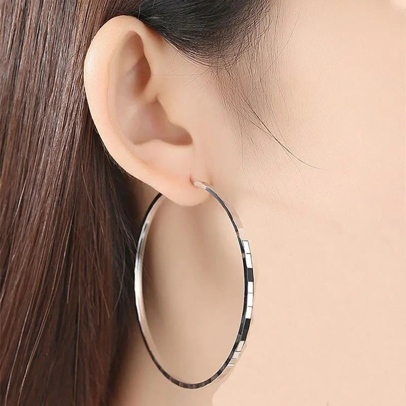 Senlissi - New Fashion 18K Gold Plated Hoop Earrings For Women 925 Sterling Silver Earring Cерьги Kольца Jewelry Girlfriend Gift