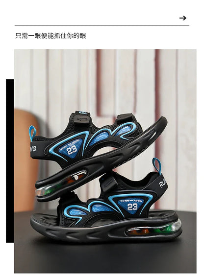 Summer Children's Sandals Outdoor Water Beach Breathable Speed Drying Shoes Boys Open Toe PU Air Cushion Sandals 28-39