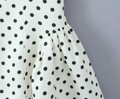 French Style Retro Polka Dot Deep V Halter Dress Women Sexy Backless A-line Slim Sweet Elegant Mini Dresses Summer Robe