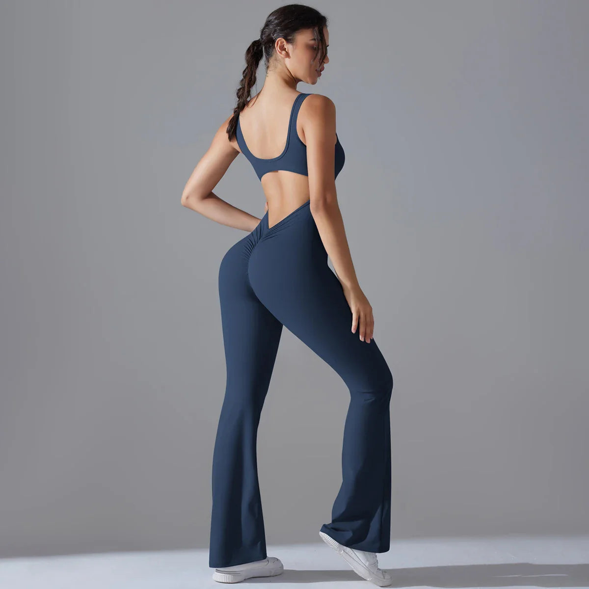 Sexy Back V Jumpsuit Gym Set Women Training Yoga Suit Sportswear Women Sports Jumpsuit Fitness Rompers Stretch Workout Bodysuits