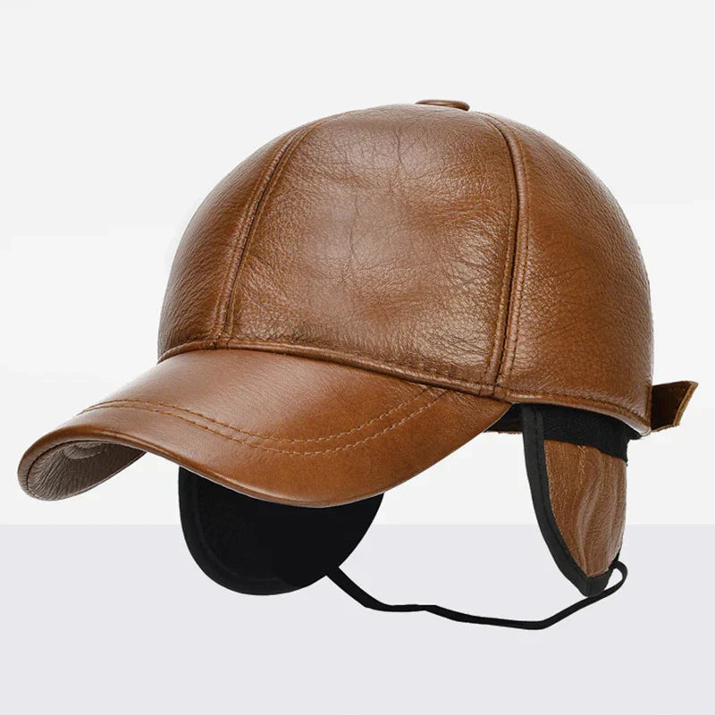 2026 Adjustable Men's Genuine Cowhide Leather Baseball Cap for Fall Winter Outdoor Sports Hat Men Real Cowhide Leather Caps