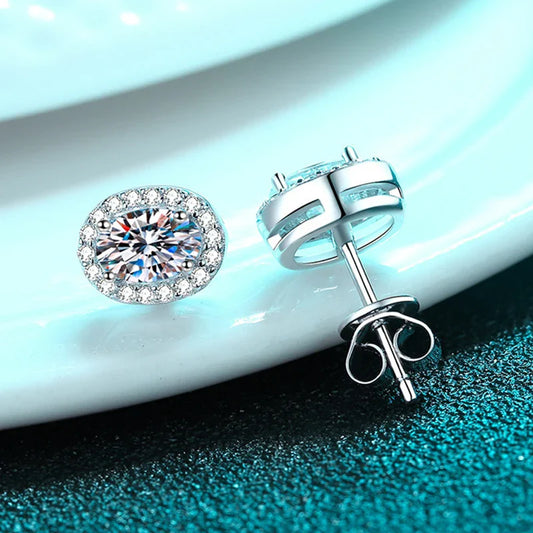 1ct Oval Cut D Color Moissanite Ear Stud Earrings For Women 925 Sterling Silver Sparkling Wedding Earring Fine Jewelry